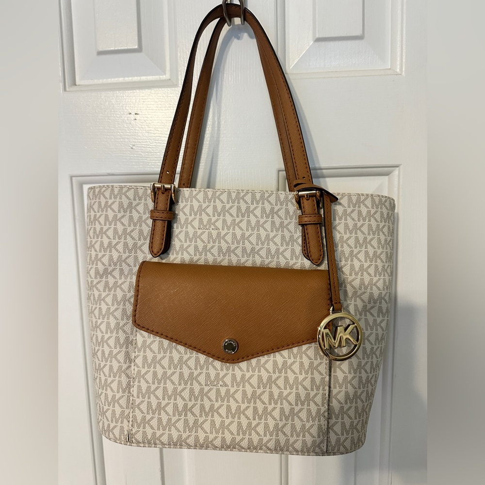 Michael Kors Beige and Brown Logo Tote